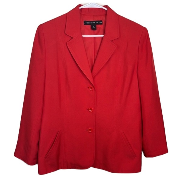 Josephine Chaus Red 100% Silk Blazer Jacket 12 - Picture 15 of 15